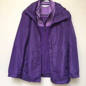 Purple 2 piece women’s jacket and fleece